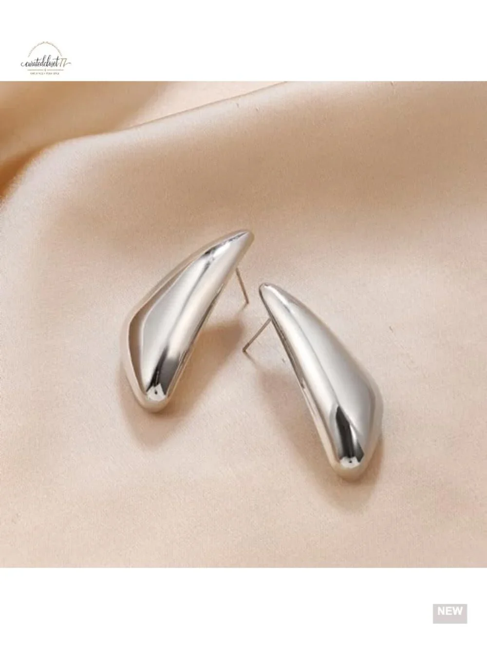 Chunky Gold Plated Dangle Earrings Large Geometric Triangle Statement